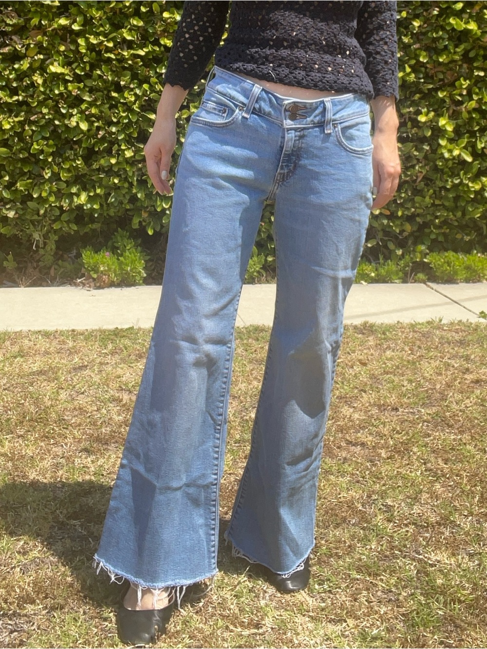 Levi Superlow Flare Low Rise Flared Wide Leg Blue Baggy Women’s Jeans